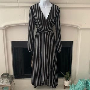 Black and white wrap maxi dress